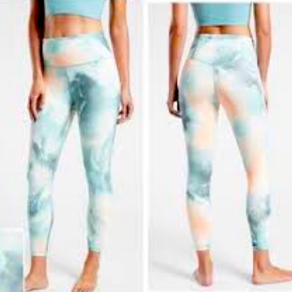 EUC ATHLETA Elation Printed 7/8 Leggings Yoga Marine Minimalist Tie-Dye Size XS